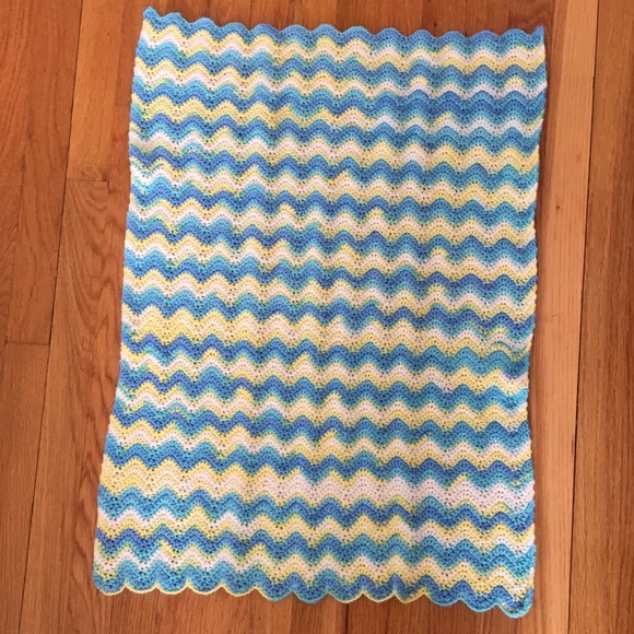 Blue, Yellow, White Baby Blanket - Picture 4 of 4